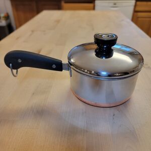 1801 Revere Ware 1 Qt Saucepan Pot Copper Bottom Stainless Double Ring with Lid